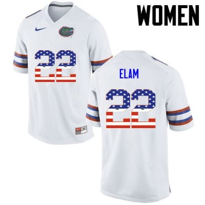 Women's Florida Gators #22 Matt Elam NCAA Nike White USA Flag Fashion Authentic Stitched College Football Jersey PXM6562QU